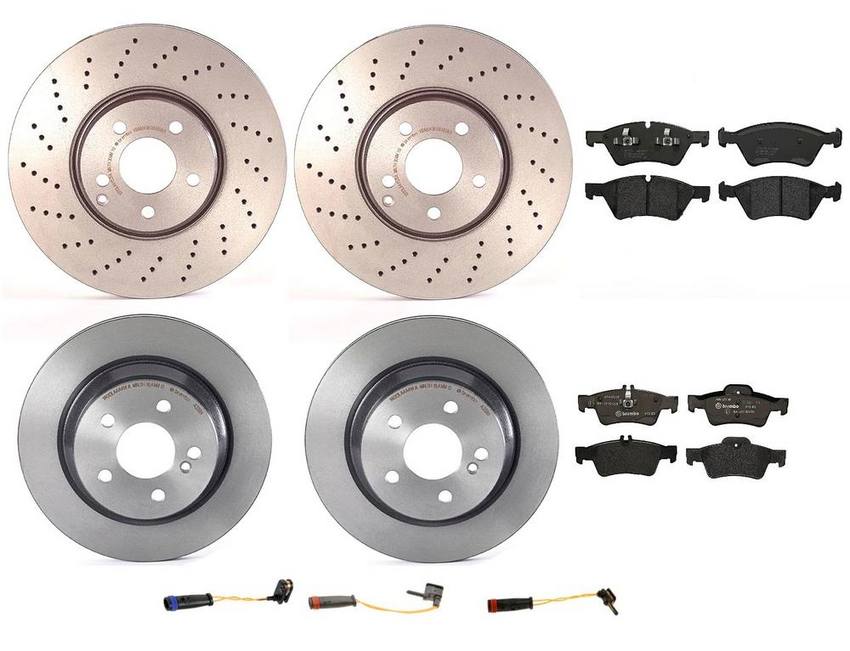 Mercedes Brakes Kit - Pads & Rotors Front and Rear (330mm/300mm) (Low-Met) 220421181264 - Brembo 2575407KIT